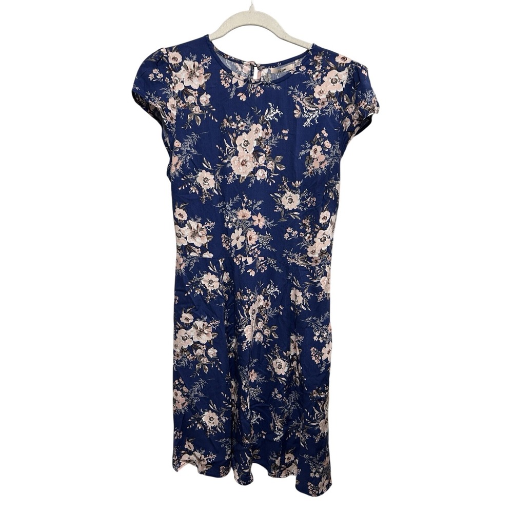 Francescas Mi Ami Mini Dress M Blue‎ Pink Floral Flutter Sleeve Cottagecore NWT
